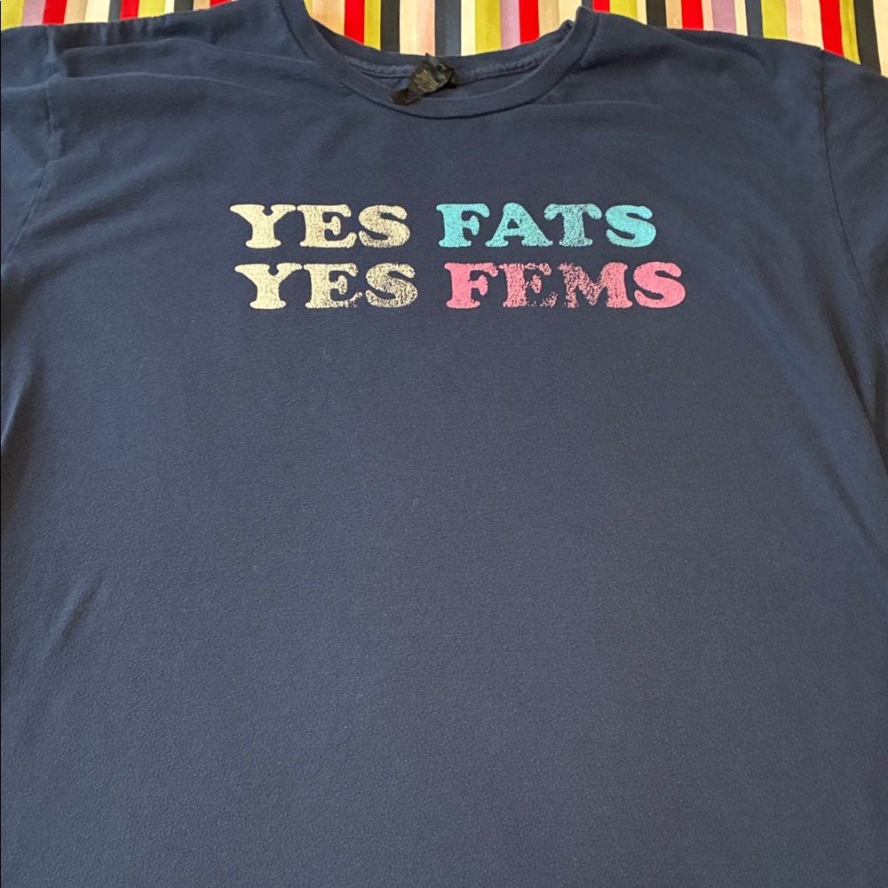 Hanes Navy Short Sleeve Tee with Multicolor Glitter Text